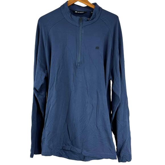 Travis Mathew NWOT Zachary Half Zip Pullover In Blue Men's Size XL Cozy Fleece - Picture 1 of 8